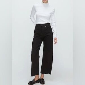 NWT Veronica Beard Taylor Denim Crop Wide-Leg Jeans in Black